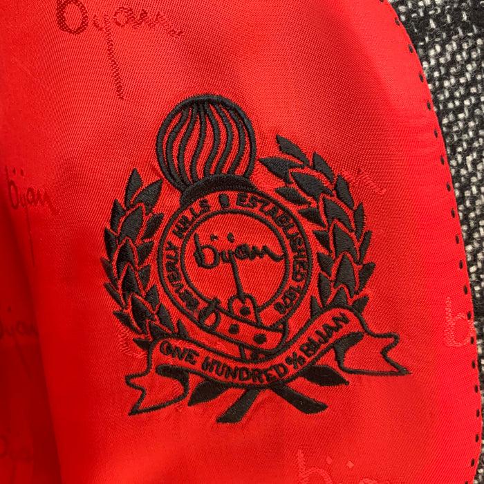 Bijan Special Order Charcoal Grey Plaid Cashmere Jacket