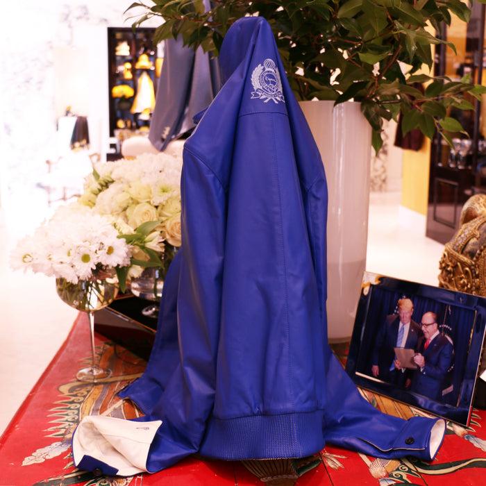 Bijan Special Order French Blue Reversible Leather Jacket