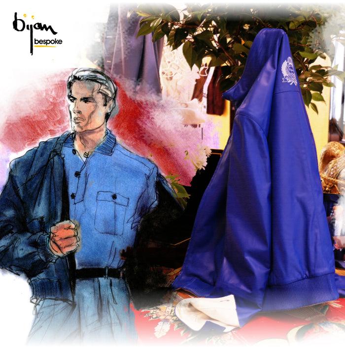 bijan Special Order French Blue Reversible Leather Jacket