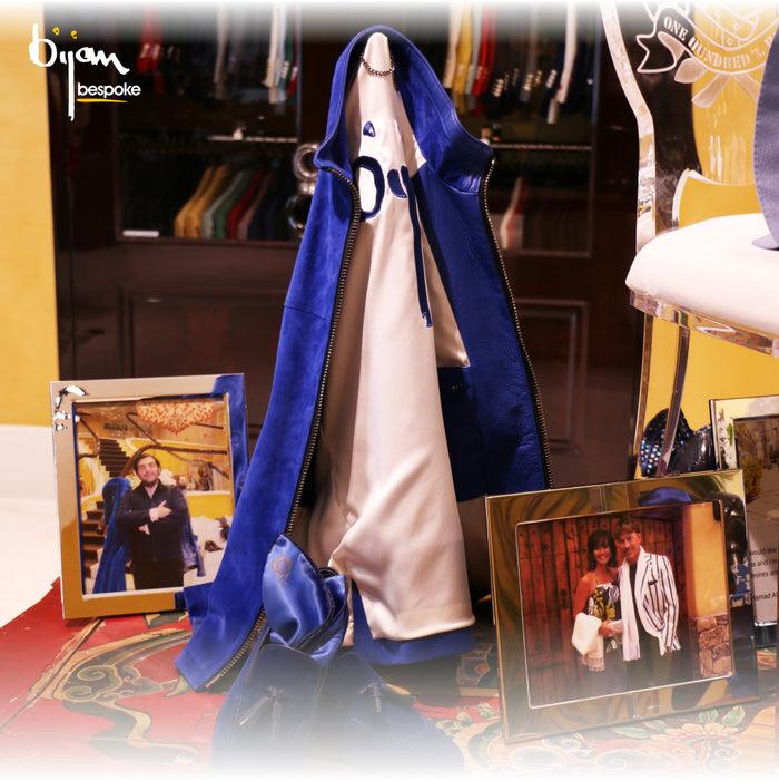 bijan Special Order French Blue Suede Leather Jacket