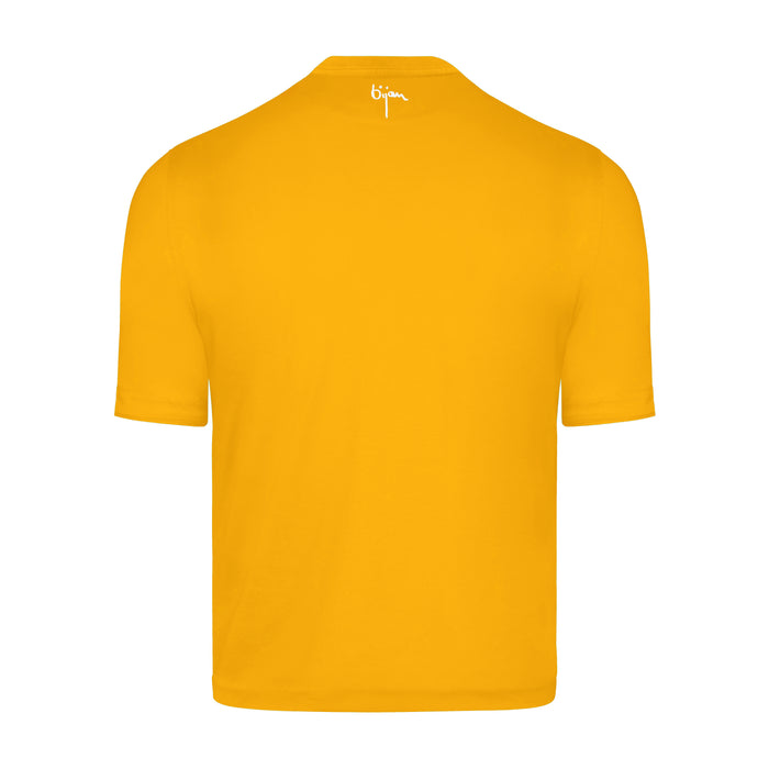 Bijan Yellow Round Neck Short Sleeve T-Shirt With 3 Buttons
