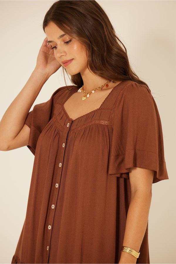 Bila Mosaic Dress Frial Brown