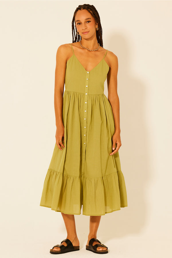 bila Wilcox Dress Green Cedar