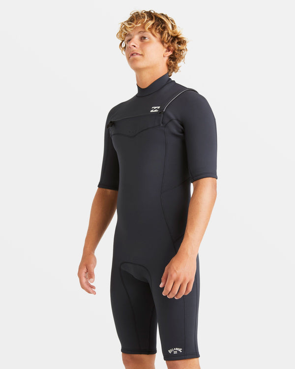 Billabong 2/2mm Absolute Natural Upcycler GBS Chest Zip Short Sleeve Springsuit - Black