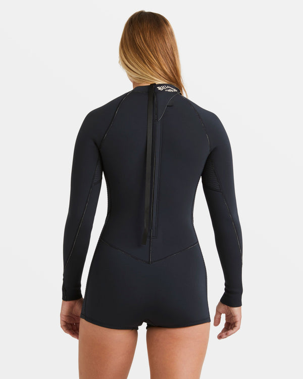 Billabong 2/2mm Spring Fever Natural Upcycler Flatlock Back Zip Long Sleeve Springsuit - Black