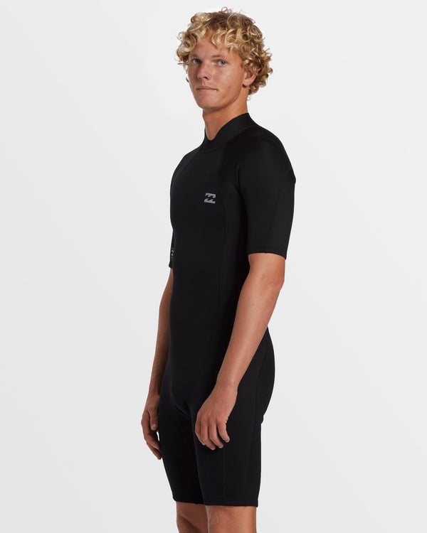 Billabong 2mm Foil Flatlock Back Zip Short Sleeve Springsuit - Black