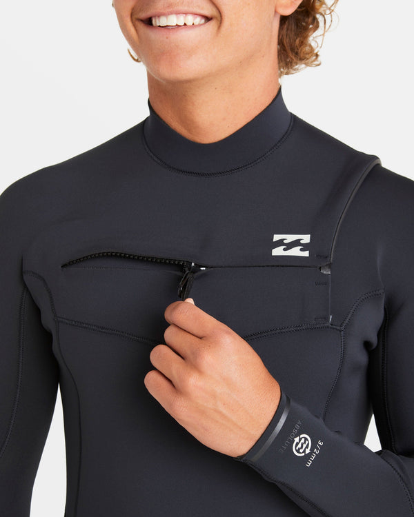 Billabong 3/2mm Absolute Natural Upcycler GBS Chest Zip Wetsuit - Black