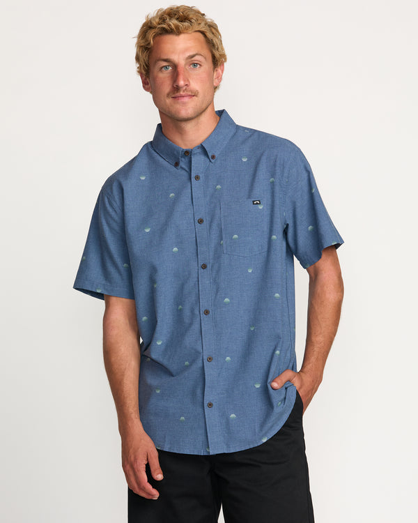 billabong All Day Jacquard Short Sleeve Shirt - Deep Blue