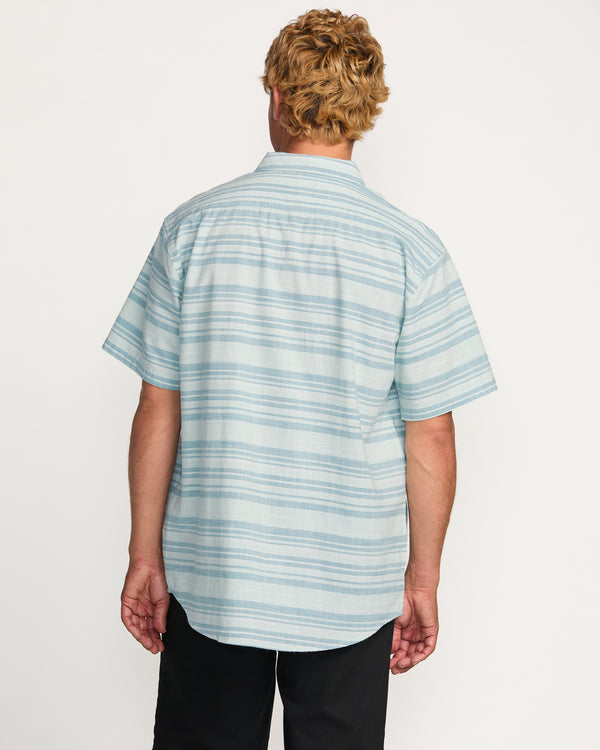 Billabong All Day Stripe Short Sleeve Shirt - Ash Blue