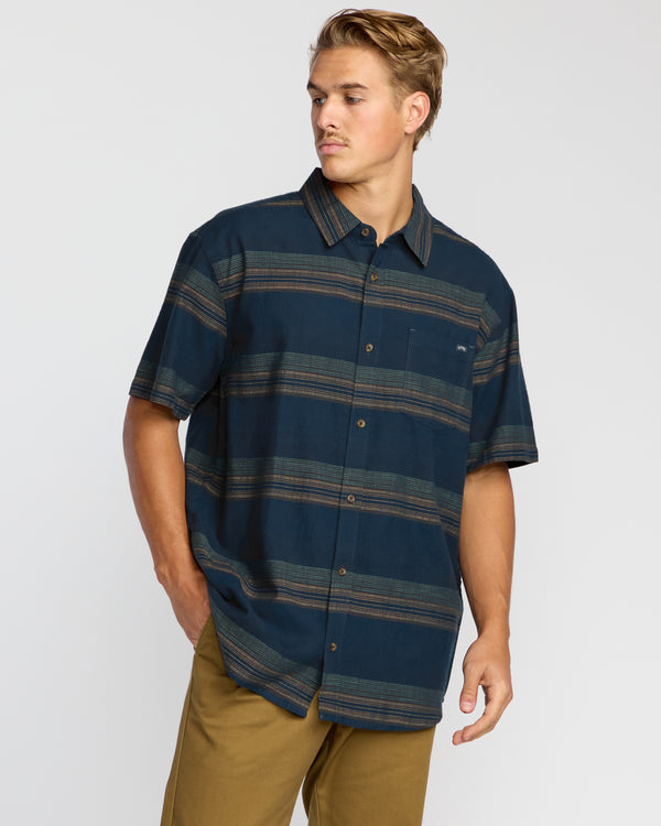 billabong All Day Stripe Short Sleeve Shirt - Midnight