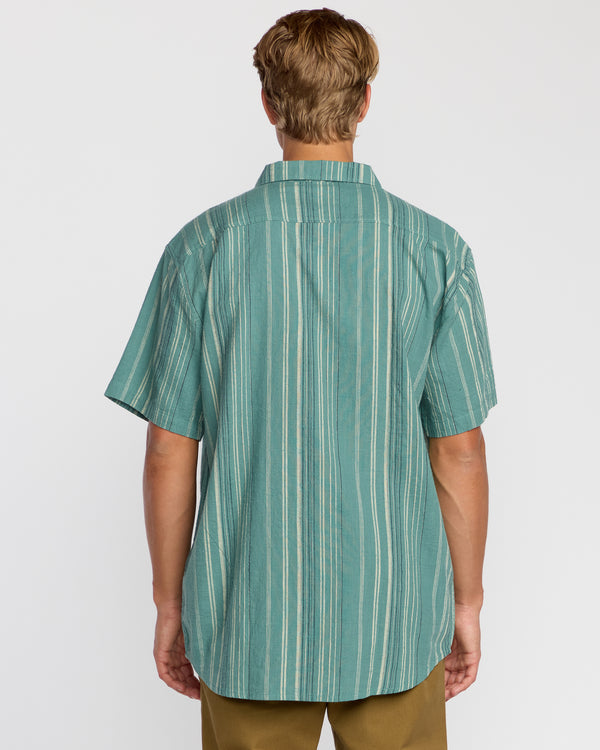 Billabong All Day Stripe Short Sleeve Shirt - Sage Green