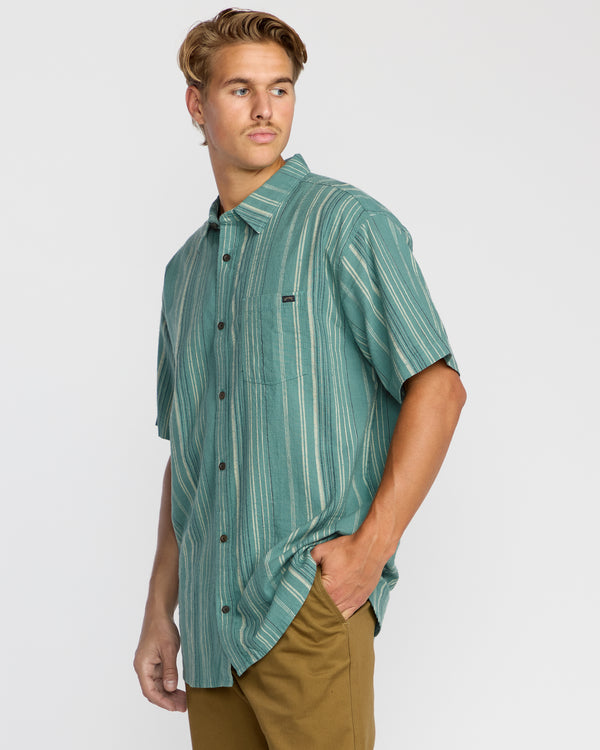 Billabong All Day Stripe Short Sleeve Shirt - Sage Green