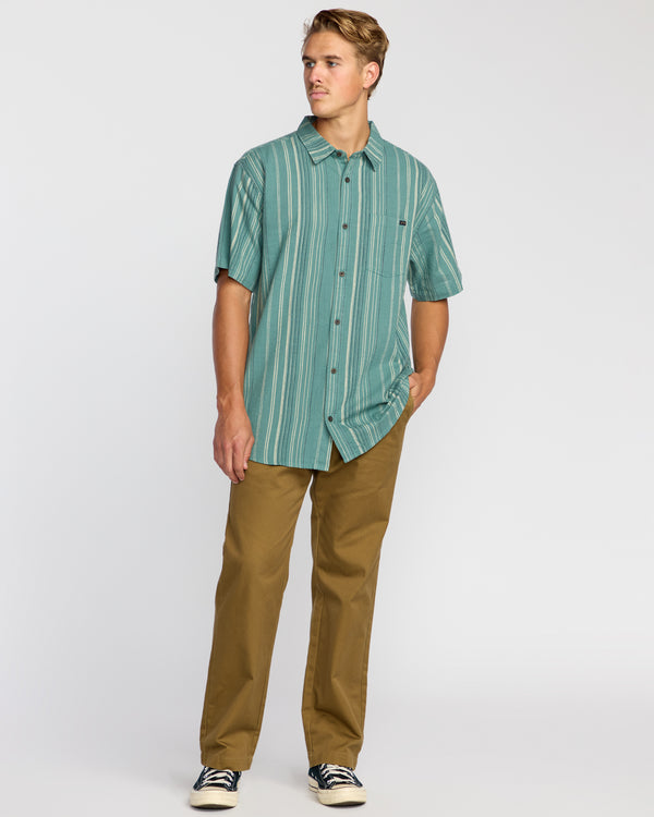 Billabong All Day Stripe Short Sleeve Shirt - Sage Green