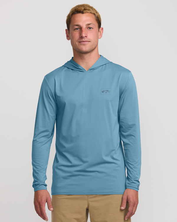billabong Arch Mesh Long Sleeve Hooded Surf Tee - Bay Blue