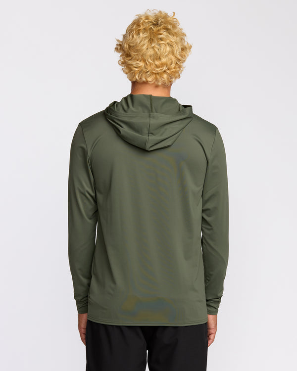 Billabong Arch Mesh Long Sleeve Hooded Surf Tee - Dark Military