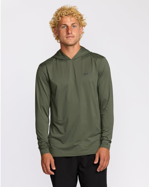billabong Arch Mesh Long Sleeve Hooded Surf Tee - Dark Military