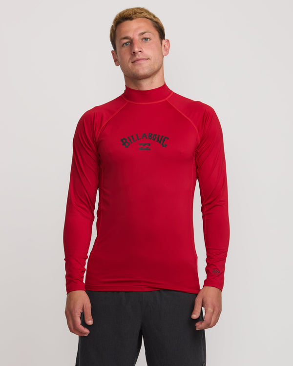 billabong Arch Performance Fit Long Sleeve Rashguard - Scarlet