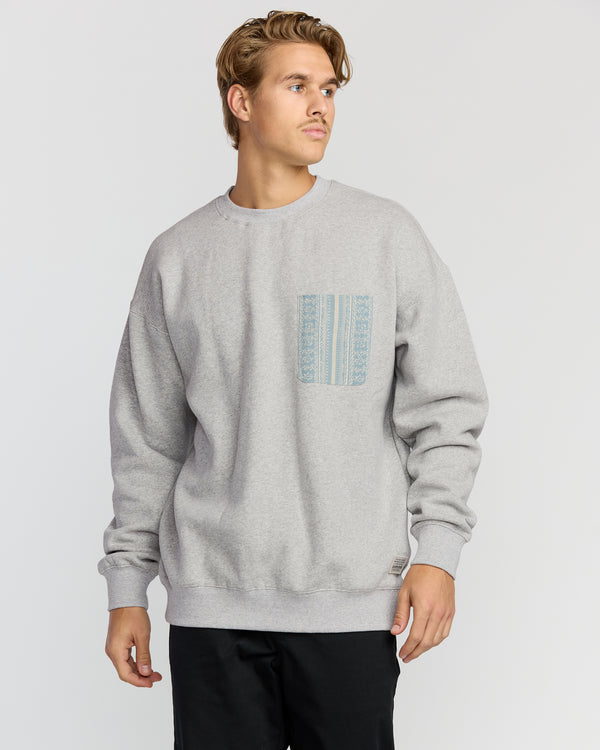 billabong Austin Garage Crew Sweatshirt - Lt Grey Htr
