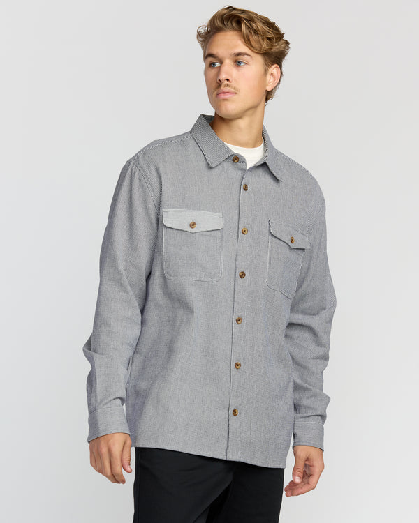 billabong Austin Garage Long Sleeve Shirt - Stone Blue