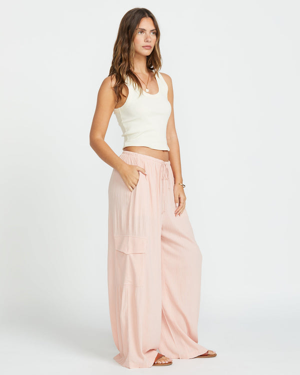 Billabong Beach Babe Cargo Elastic Waist Pants - Dusty Peach