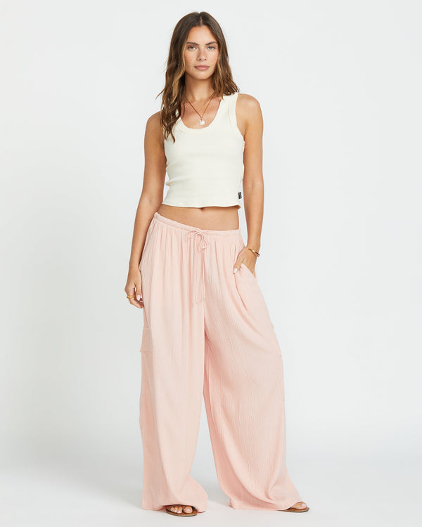 Billabong Beach Babe Cargo Elastic Waist Pants - Dusty Peach