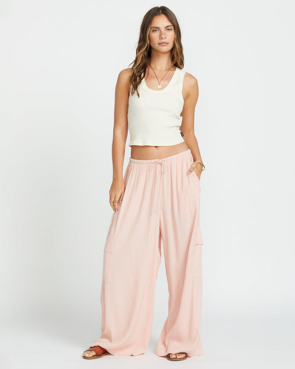 billabong Beach Babe Cargo Elastic Waist Pants - Dusty Peach