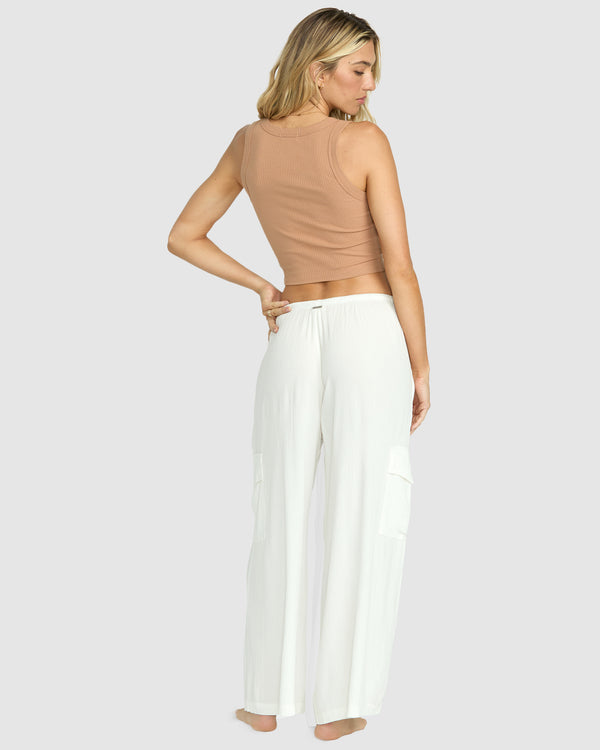 Billabong Beach Babe Cargo Elastic Waist Pants - Salt Crystal