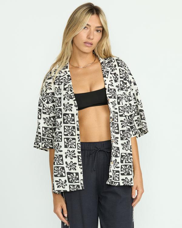 billabong Beach Side Printed Short Sleeve Shirt - Black Sands