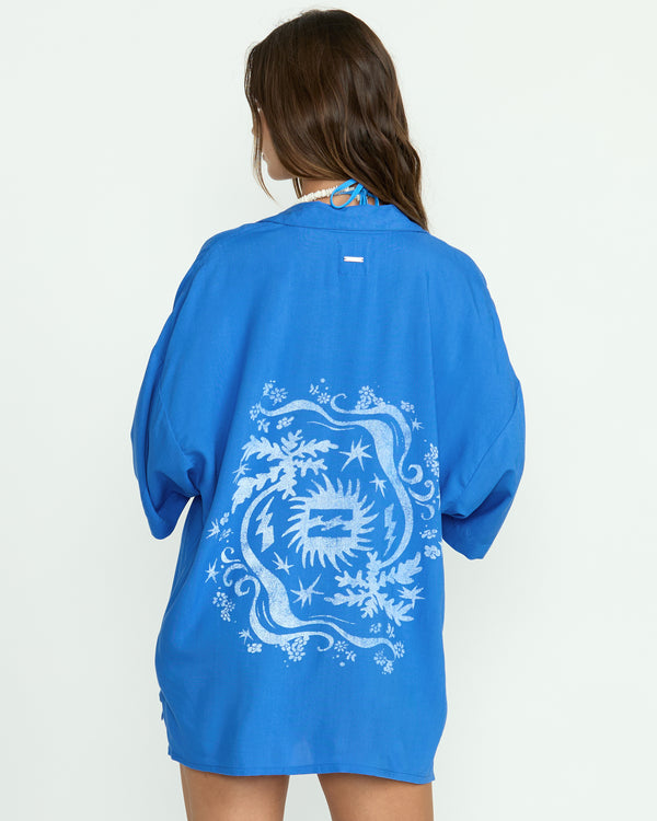 Billabong Beach Side Printed Short Sleeve Shirt - True Blue