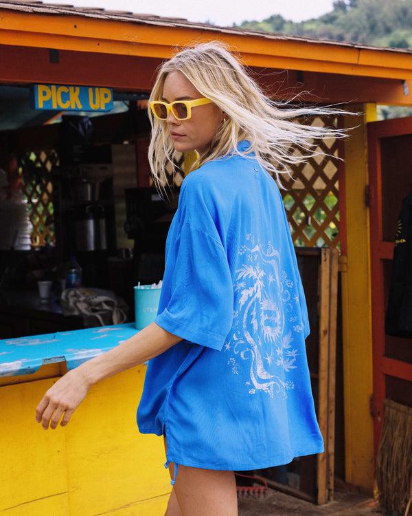 billabong Beach Side Printed Short Sleeve Shirt - True Blue