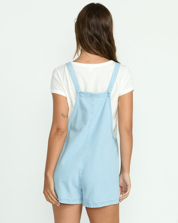 Billabong Beach Crush Denim Shortalls - Salt Blue
