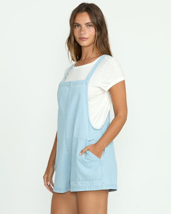 Billabong Beach Crush Denim Shortalls - Salt Blue