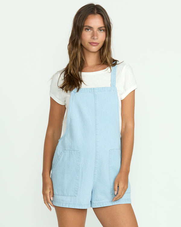 billabong Beach Crush Denim Shortalls - Salt Blue