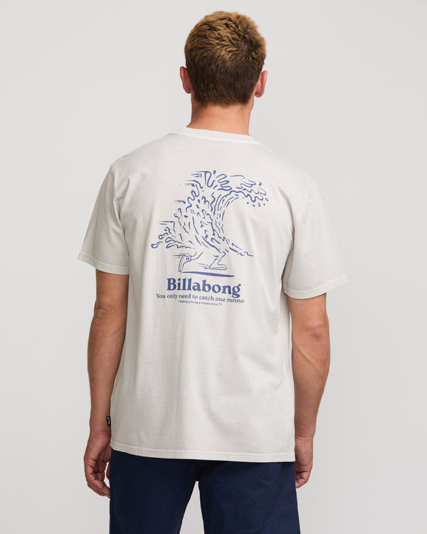 Billabong Catch One Premium Wave Wash Tee - Silver