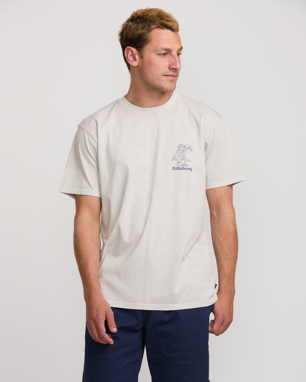 Billabong Catch One Premium Wave Wash Tee - Silver