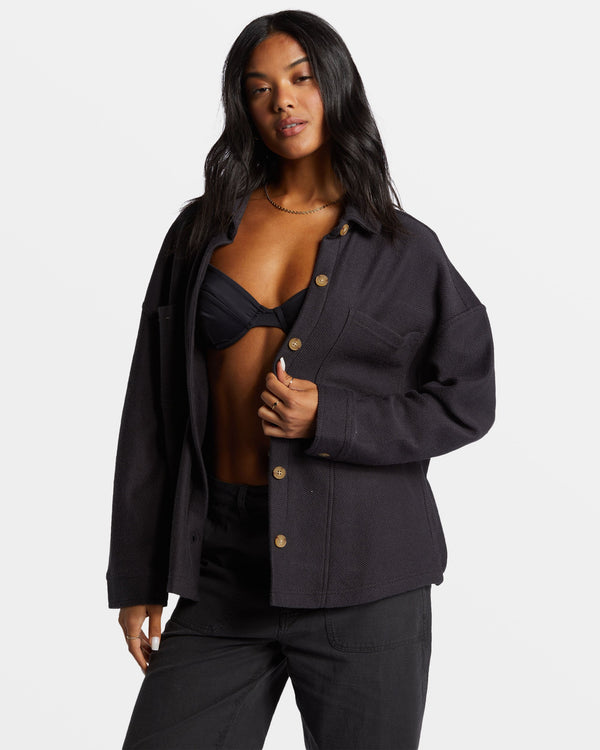 Billabong Everytime Oversized Shacket - Black Sands
