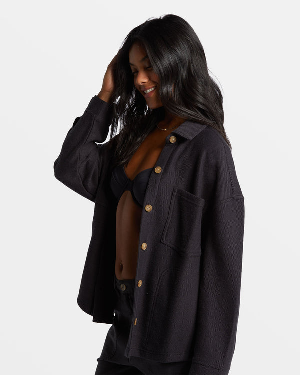 Billabong Everytime Oversized Shacket - Black Sands