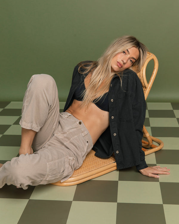 billabong Everytime Oversized Shacket - Black Sands