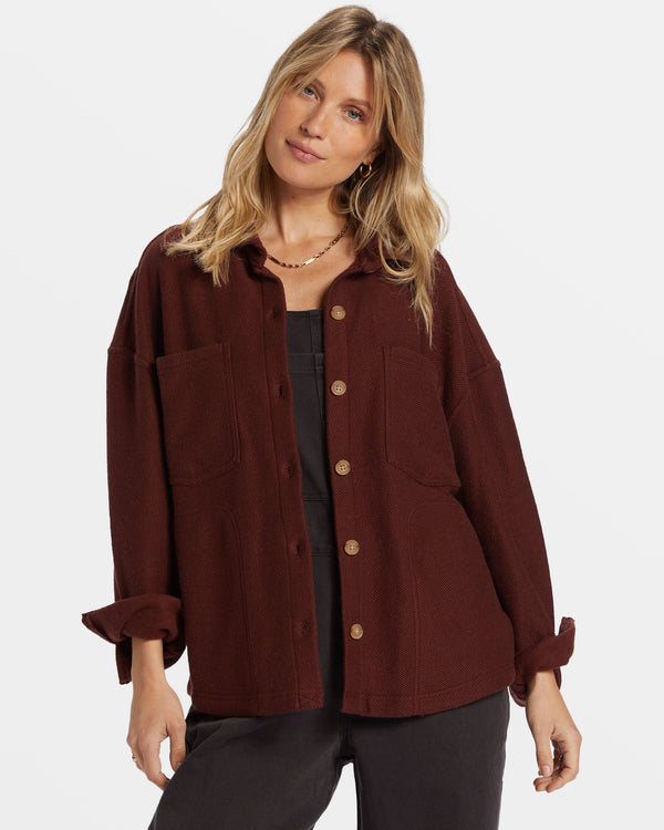 billabong Everytime Oversized Shacket - Choc Chip