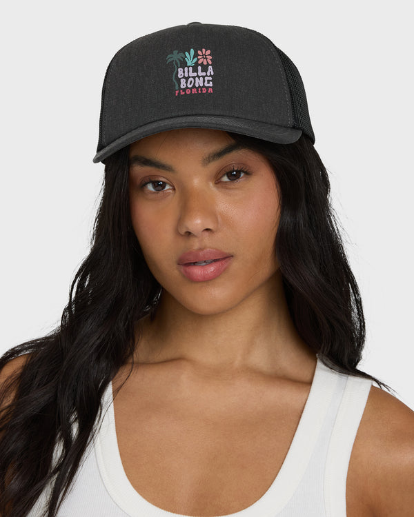 billabong Floral Block Fl Trucker Hat - Black Pebble