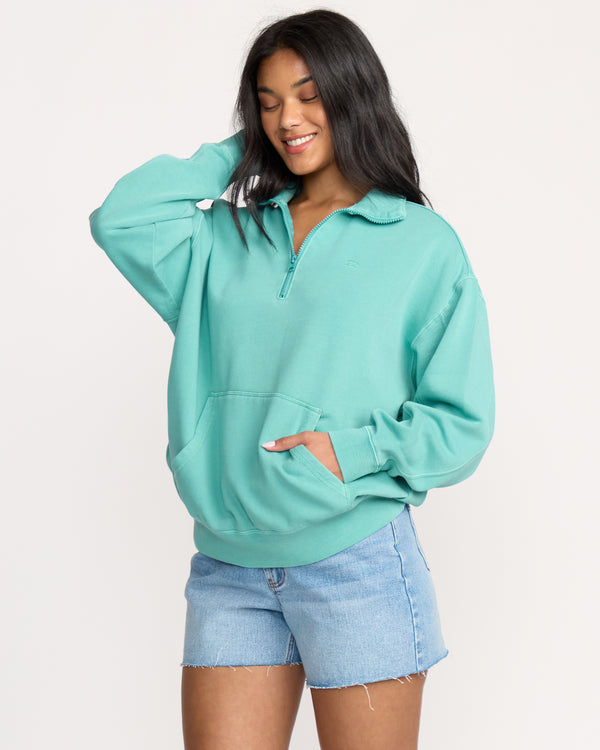 Billabong Hula Half Zip Sweatshirt - Blue Bird
