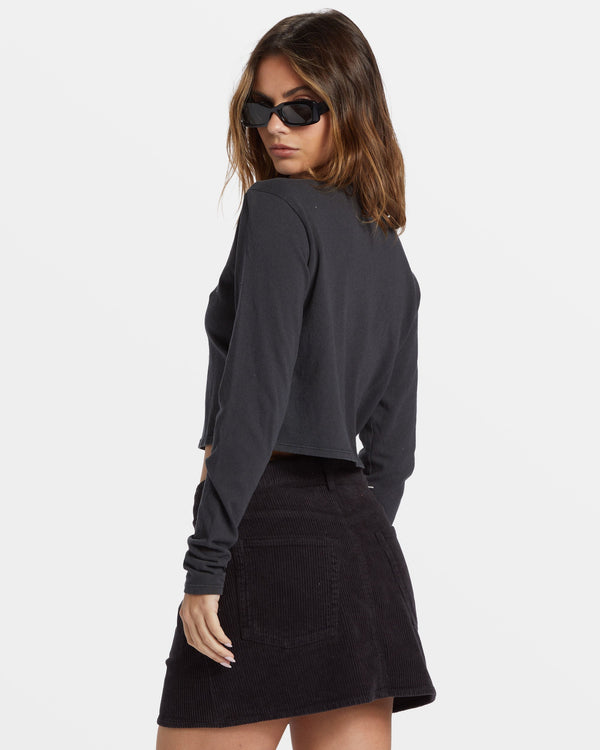 Billabong Marina Corduroy Skirt - Black Pebble