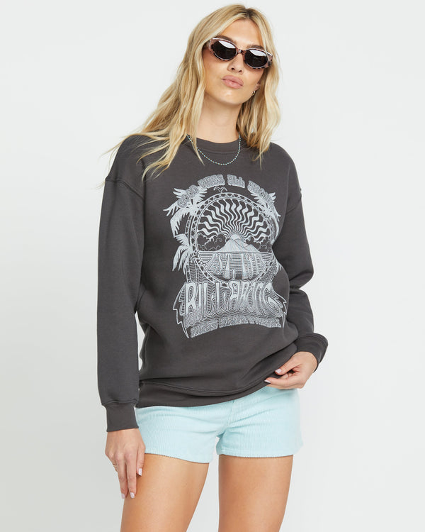 billabong Palm Classics Crew Sweatshirt - Off Black