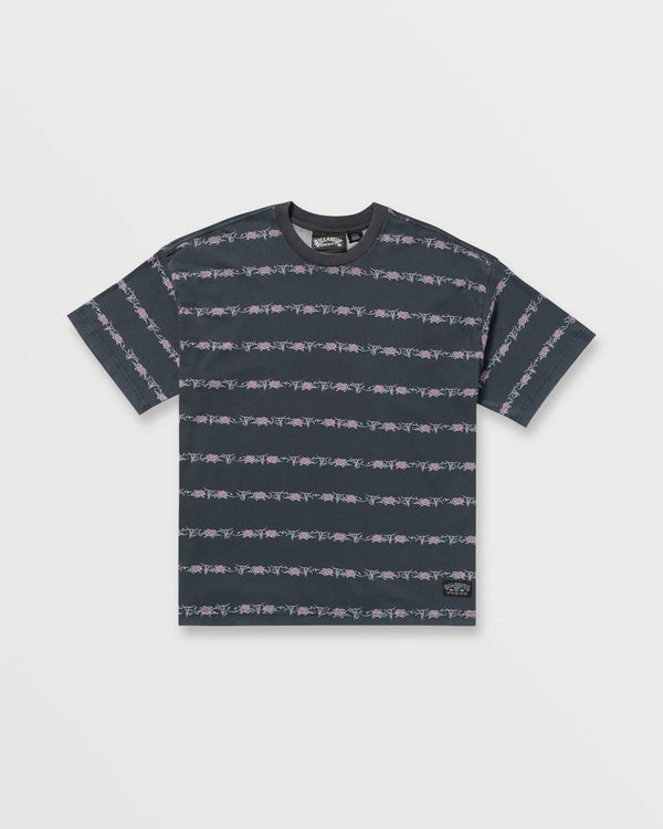 Billabong Raging Bull Stripe Tee - Washed Black