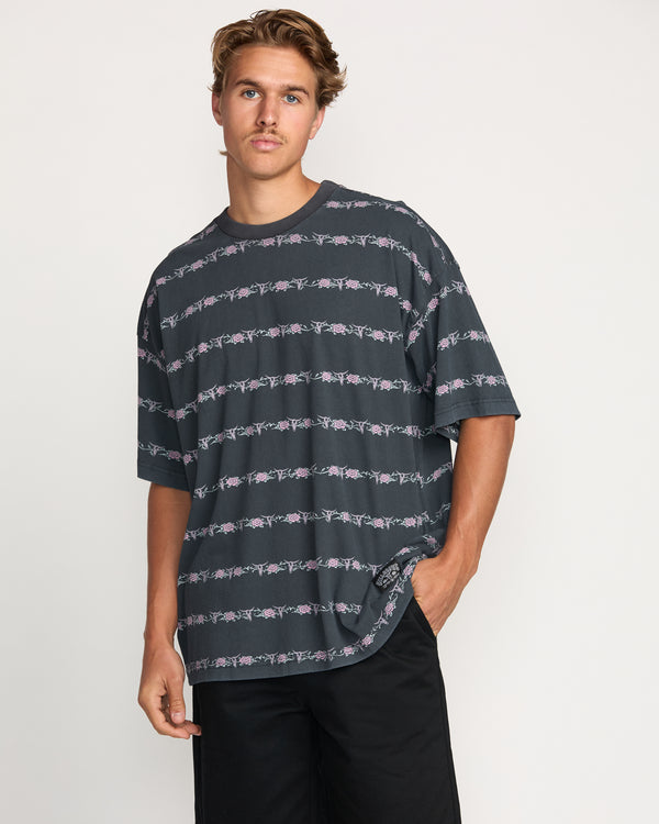 billabong Raging Bull Stripe Tee - Washed Black