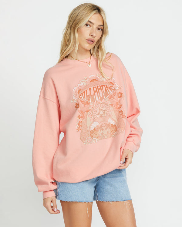 Billabong Ride In Crew Sweatshirt - Peach Kiss
