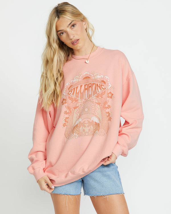 billabong Ride In Crew Sweatshirt - Peach Kiss