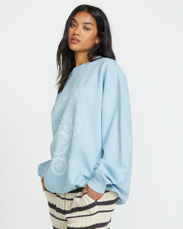Billabong Ride In Crew Sweatshirt - Washed Chambray