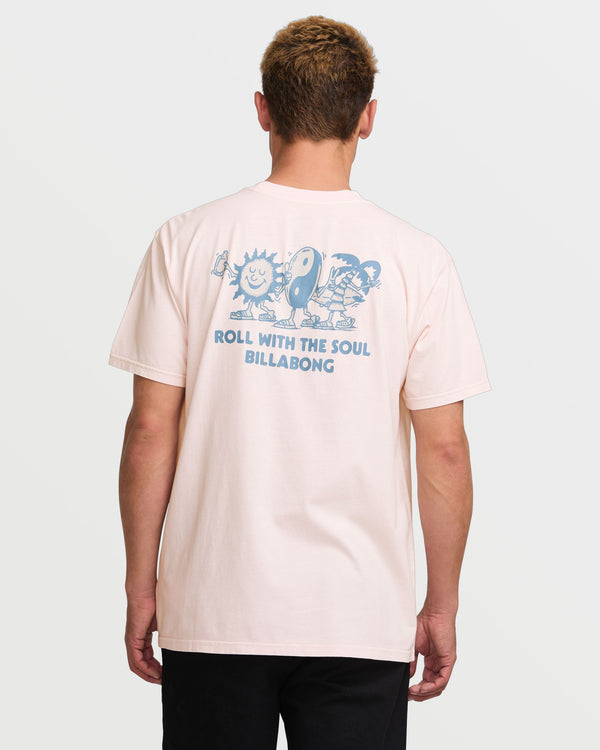 billabong Roll Premium Wave Wash Tee - Light Pink