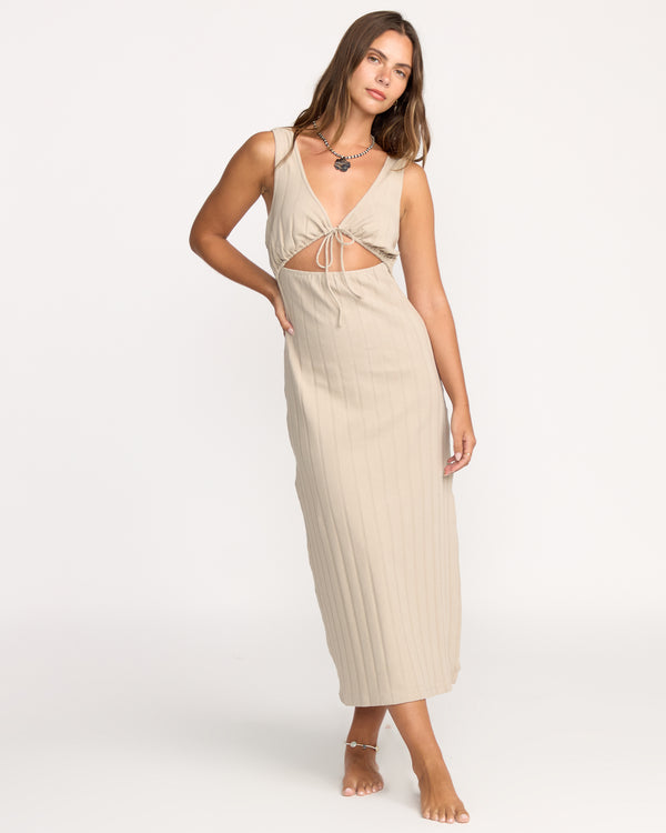 Billabong Slides Midi Knt Dress - Cobblestone